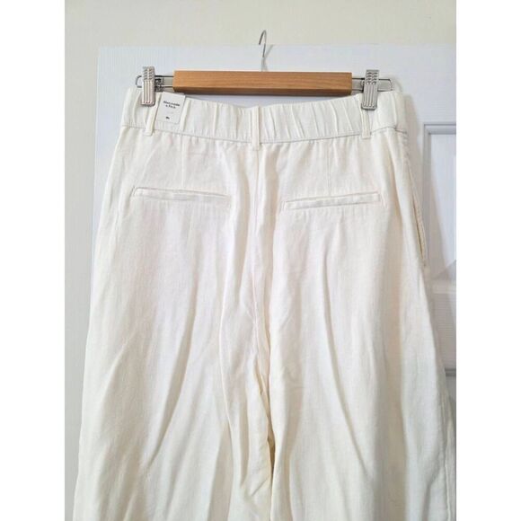 Abercrombie & Fitch Pants Size M  Ivory Tailored Wide Leg Pleated Linen Blend NW - Picture 5 of 8